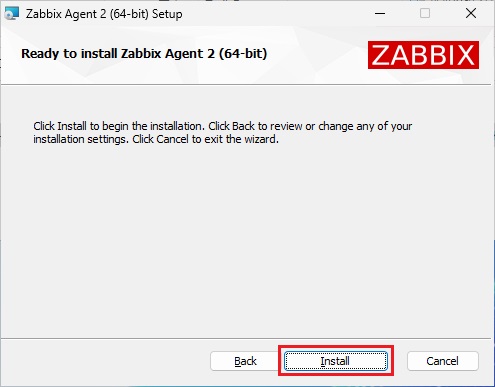 Zabbix Agent インストール画面 6