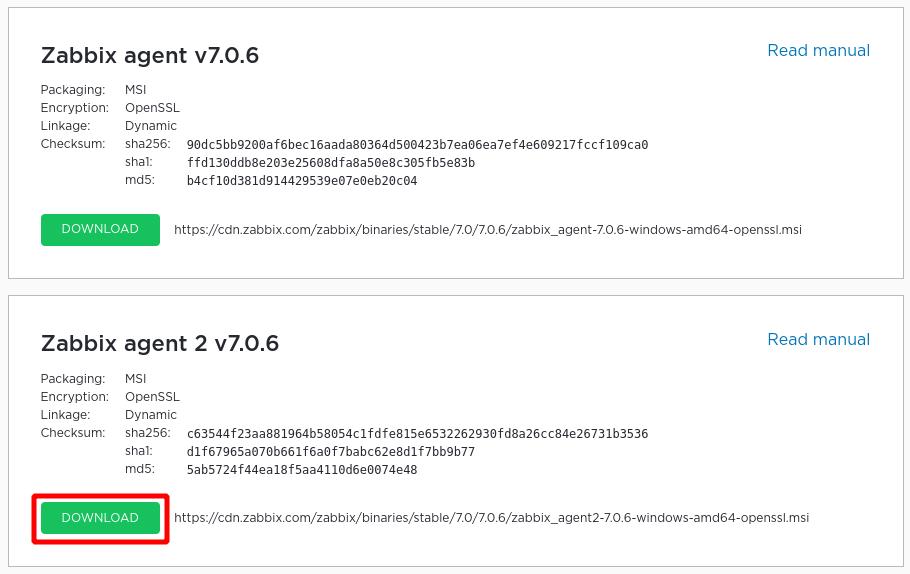 Zabbix Agentダウンロード 2