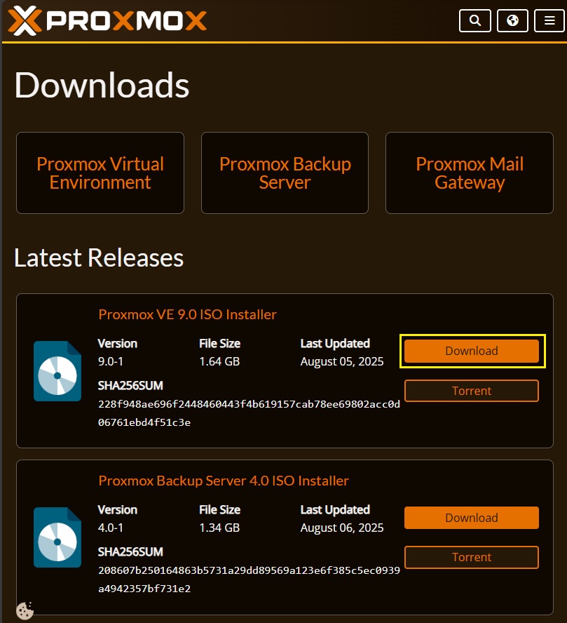 PROXMOX ダウンロード