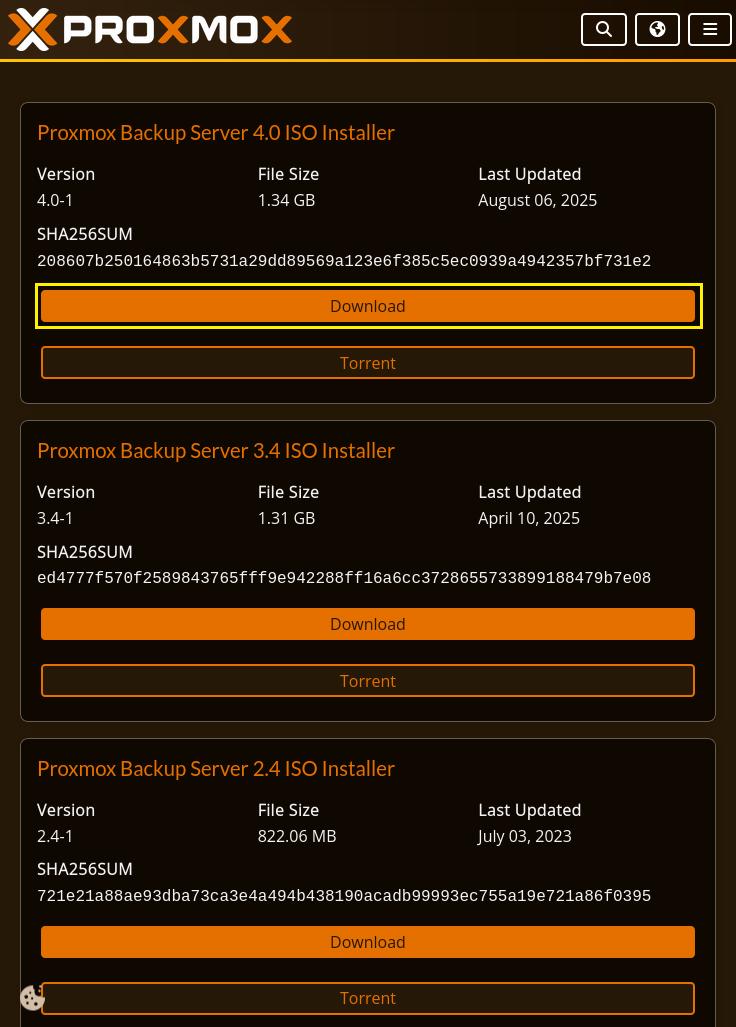 Proxmox Backup Server ウンロード 1