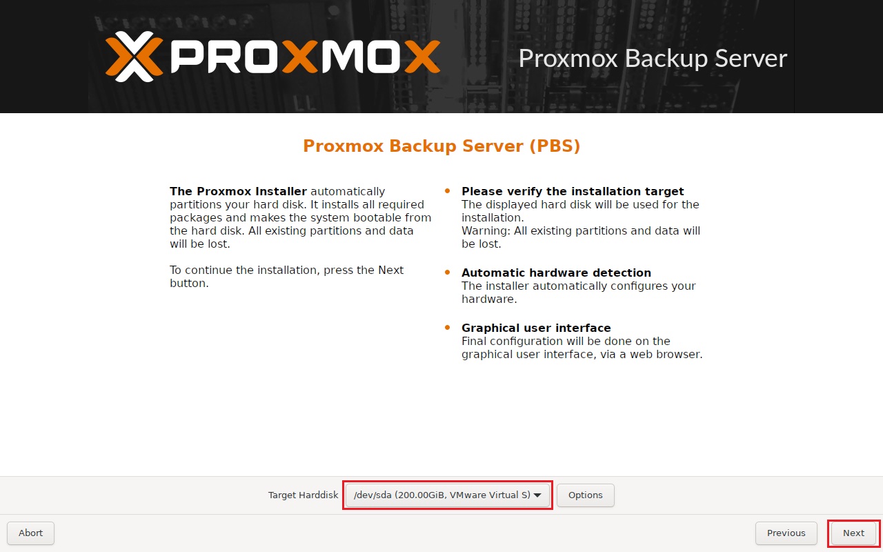 Proxmox Backup Server インストール 3